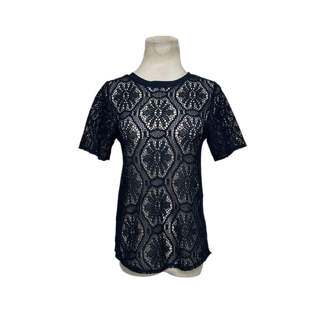 Banana Republic blue crochet short sleeves top size XS